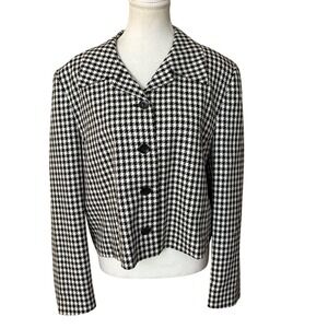 PENDLETON Houndstooth Bolero Blazer Jacket Size‎ 16 Vintage Cropped